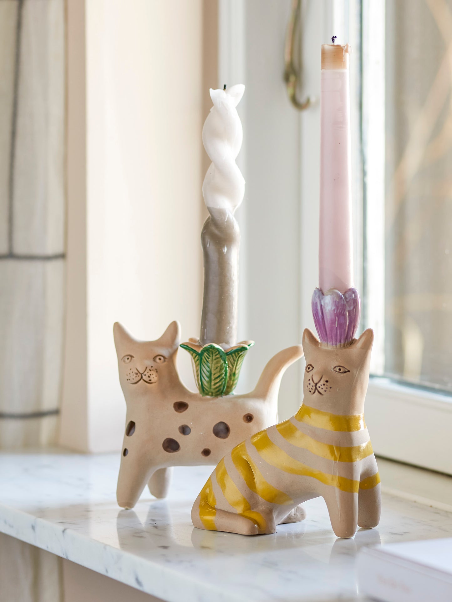 2-teiliges Kerzenhalter-Set | Katzendesign | Mamie