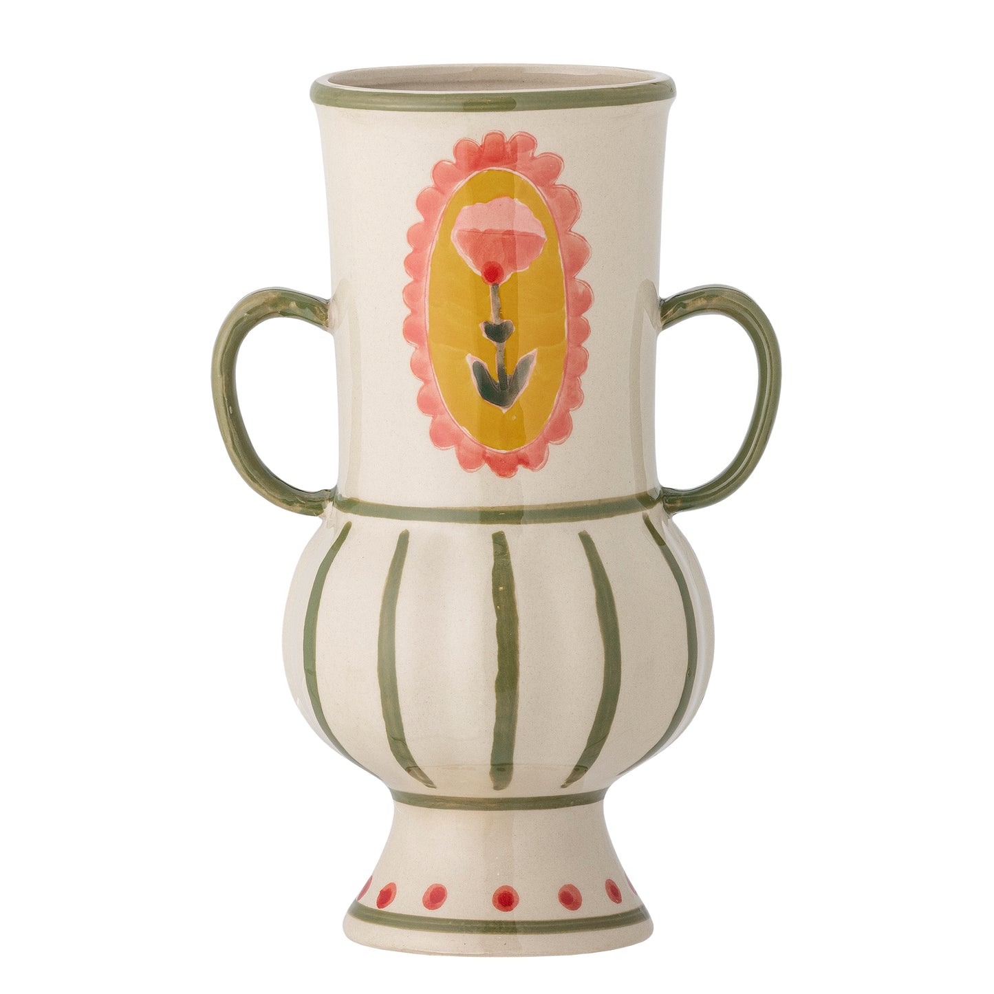 Steingutvase | Blumenmotiv | Odina