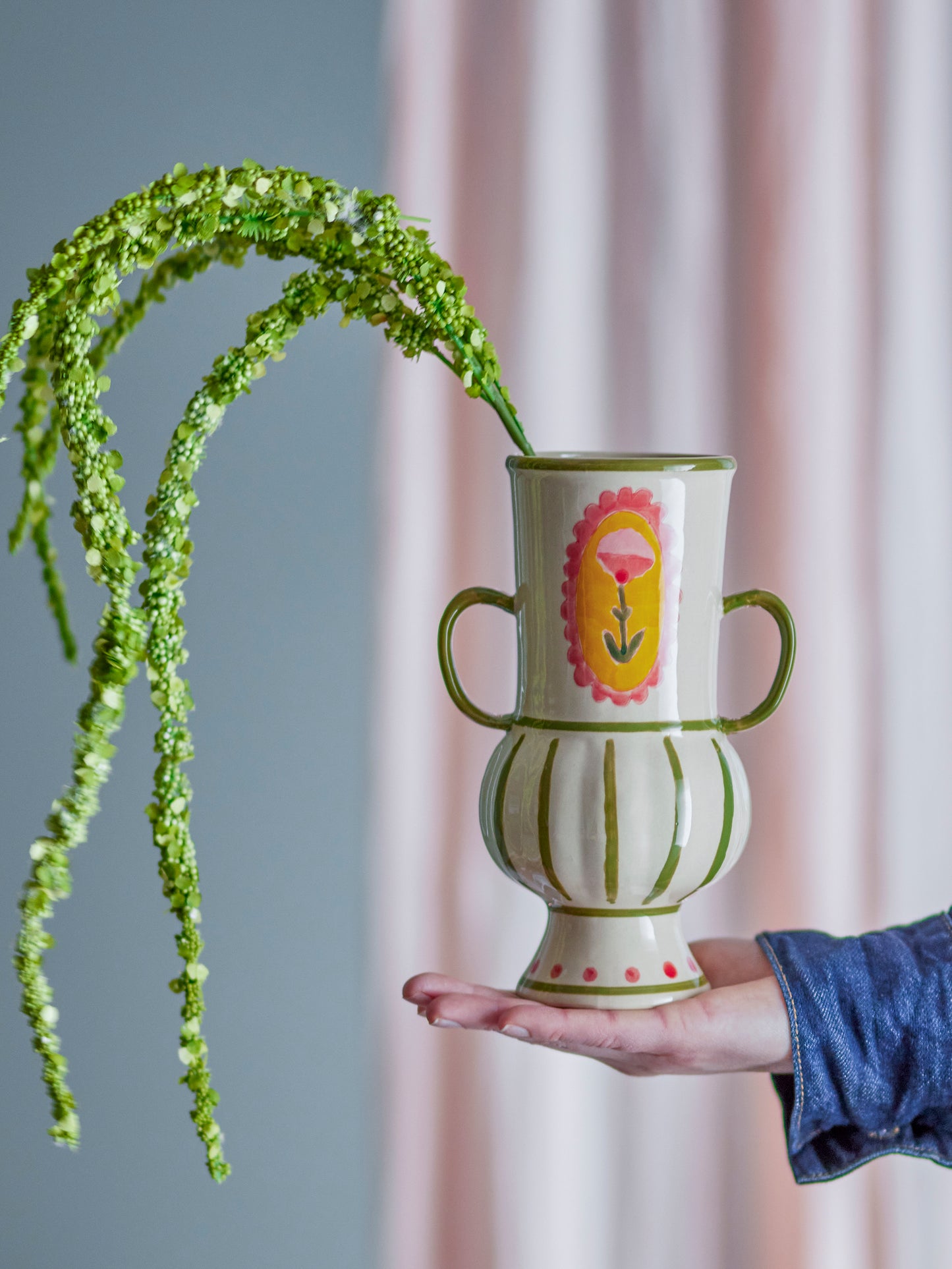 Steingutvase | Blumenmotiv | Odina