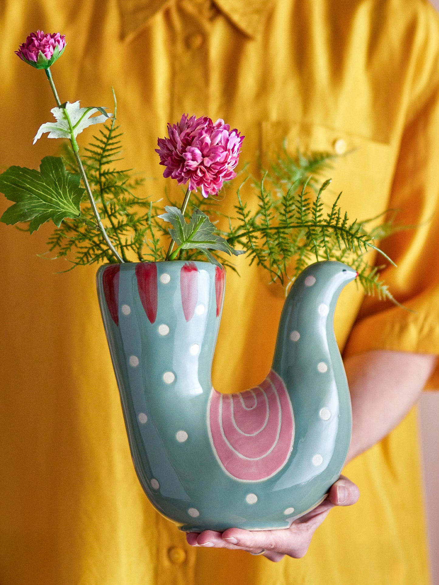 Steingutvase | Vogel | Trudy