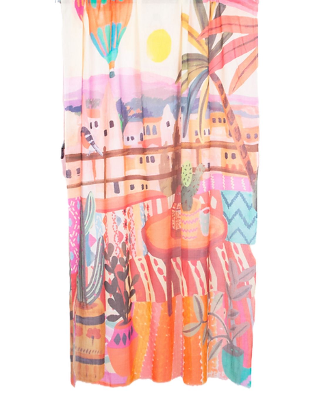 Schal mit Digitaldruck | Baumwolle & Modal | Papaya