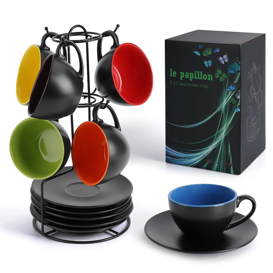 Cappuccino-Tassen Set | Bunt | Le Papillon Kollektion