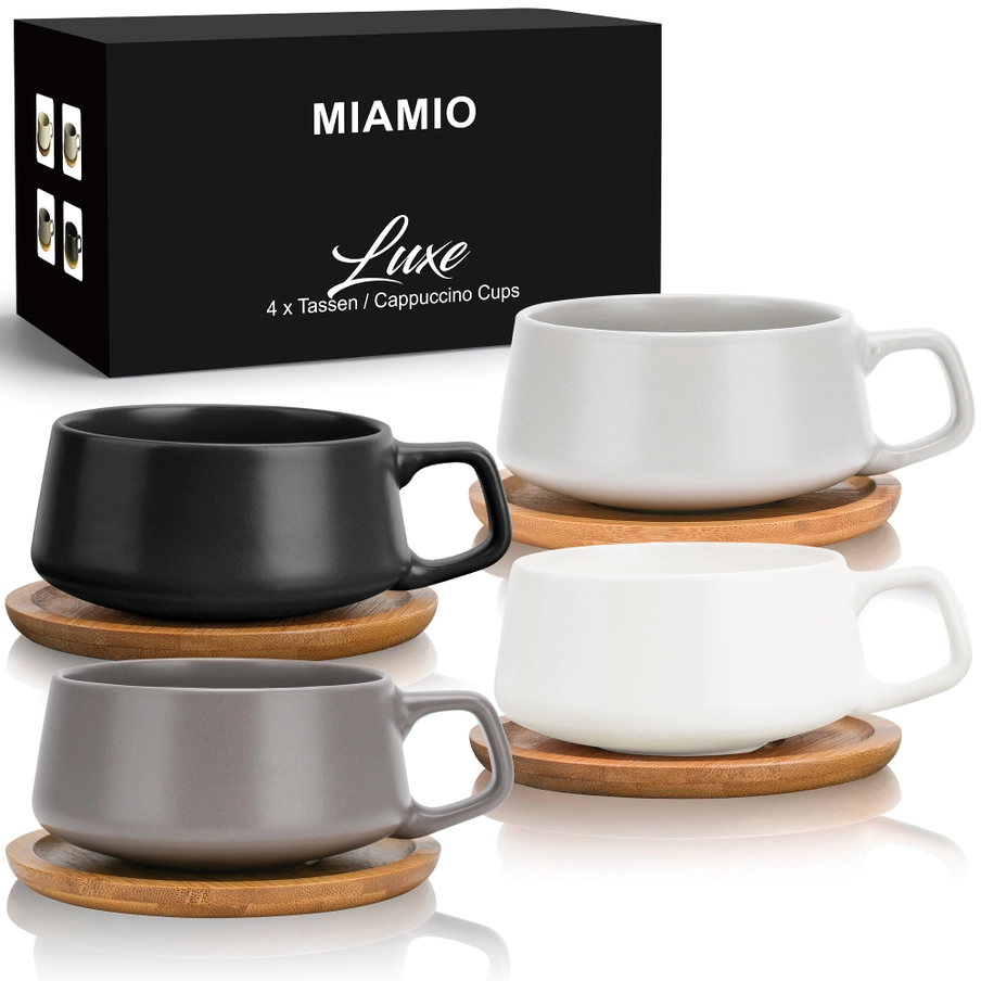 4-teiliges Kaffeetassen Set | Grau | Luxe Kollektion
