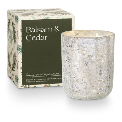 Duftkerze in Crackle Glas [klein] | Balsam & Cedar