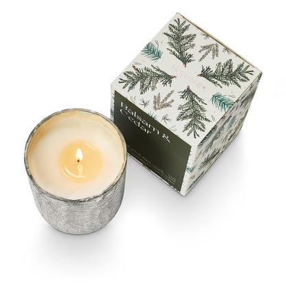 Duftkerze in Crackle Glas [klein] | Balsam & Cedar