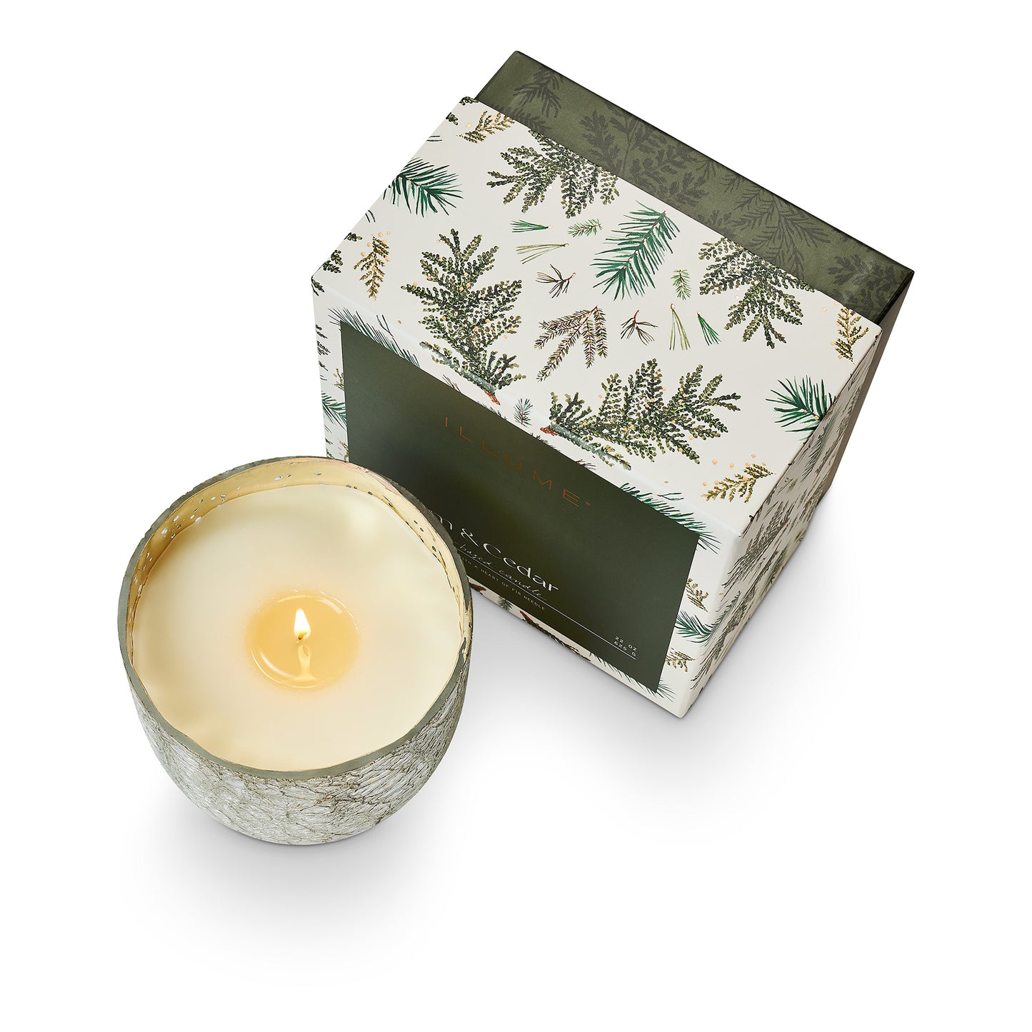 Duftkerze in Crackle Glas [groß] | Balsam & Cedar