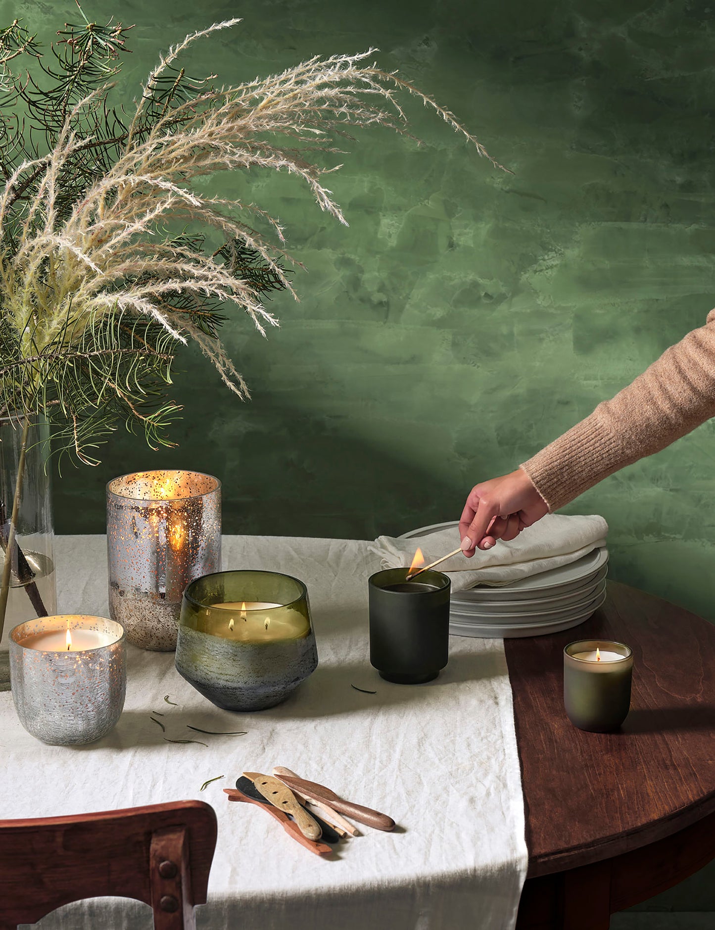 Duftkerze in Crackle Glas [groß] | Balsam & Cedar