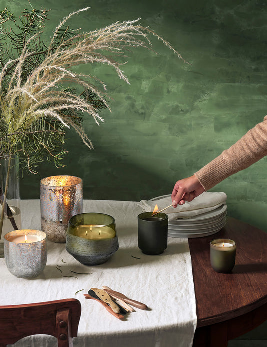 Duftkerze in Crackle Glas [groß] | Balsam & Cedar