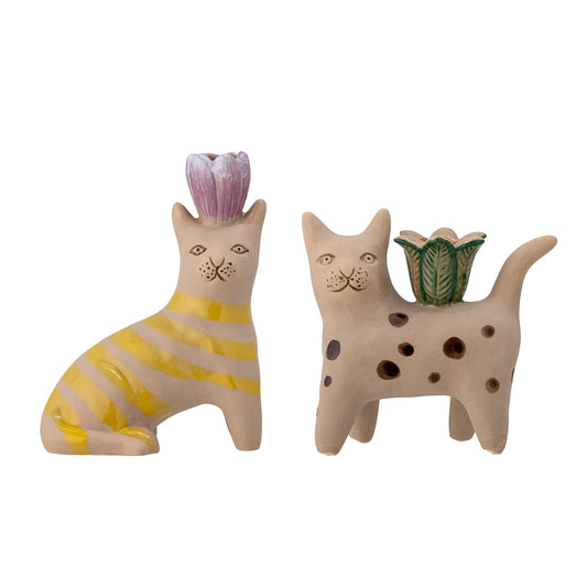 2-teiliges Kerzenhalter-Set | Katzendesign | Mamie