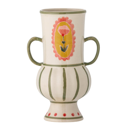 Steingutvase | Blumenmotiv | Odina