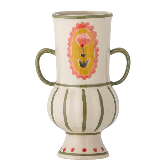 Steingutvase | Blumenmotiv | Odina