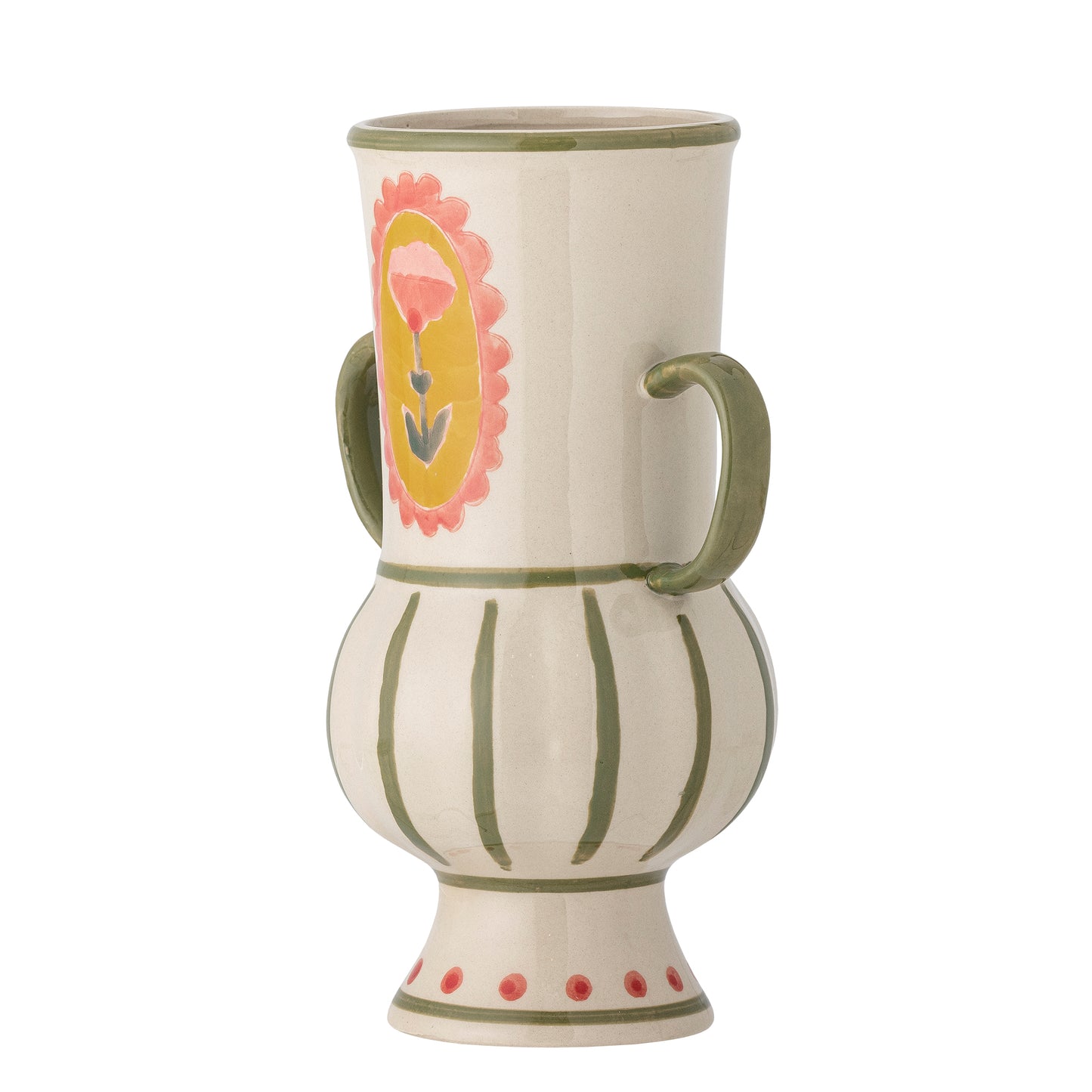 Steingutvase | Blumenmotiv | Odina