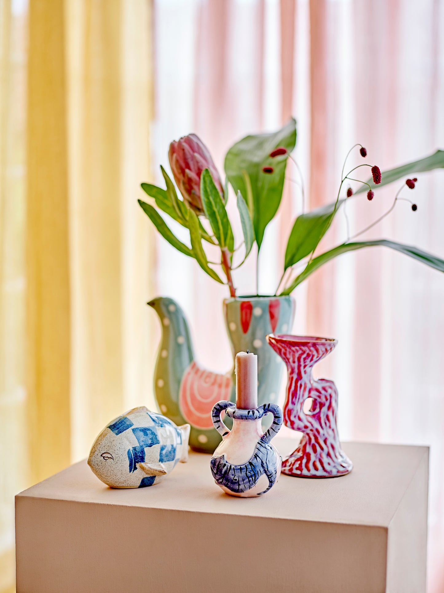 Steingutvase | Vogel | Trudy
