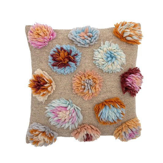 Kissen | Natur mit getufteten Wollblumen | Somma