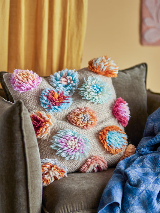 Kissen | Natur mit getufteten Wollblumen | Somma