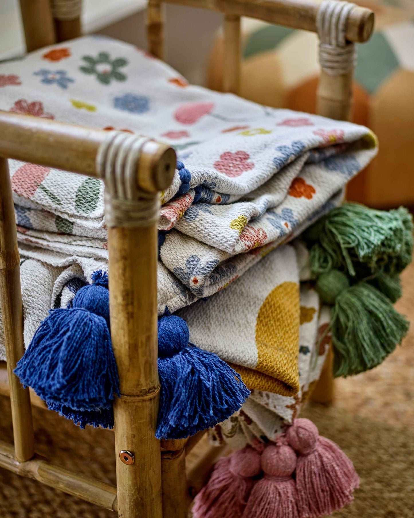 Bunte Decke aus recycelter Baumwolle | Cherry