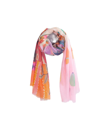 Schal mit Digitaldruck | Baumwolle & Modal | Papaya