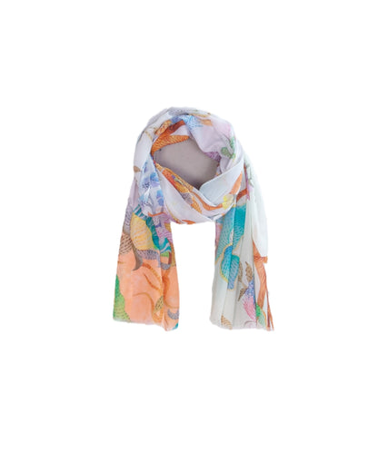 Schal mit romantischem Digitaldruck | Baumwolle & Modal