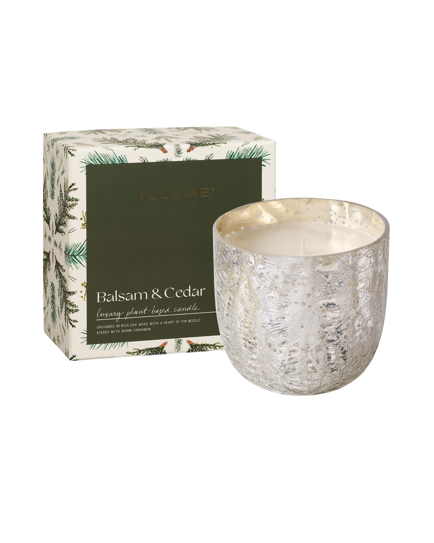 Duftkerze in Crackle Glas [groß] | Balsam & Cedar