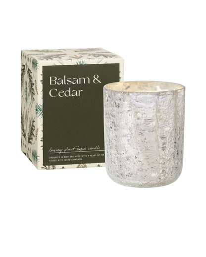 Duftkerze in Crackle Glas [klein] | Balsam & Cedar