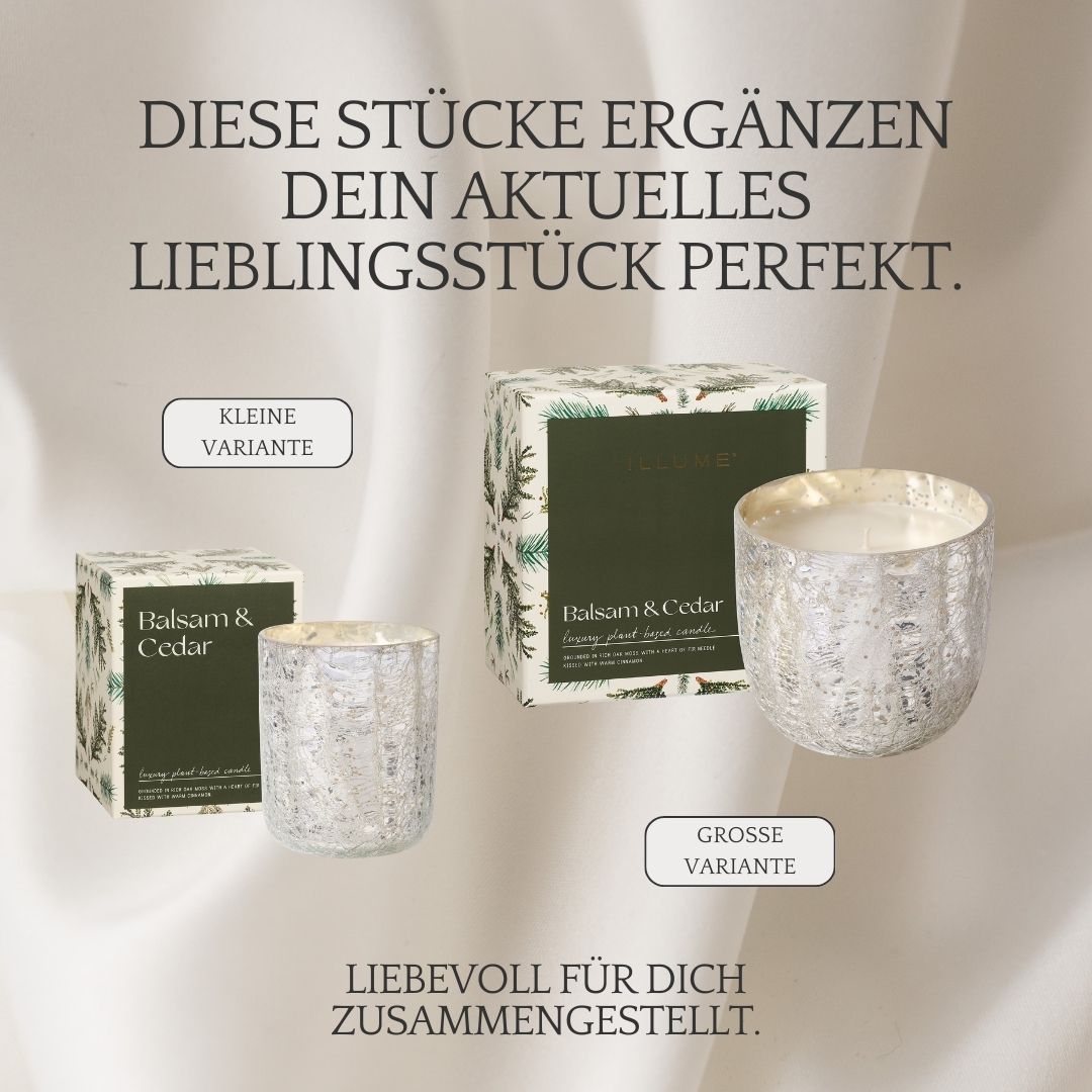 Duftkerze in Crackle Glas [klein] | Balsam & Cedar