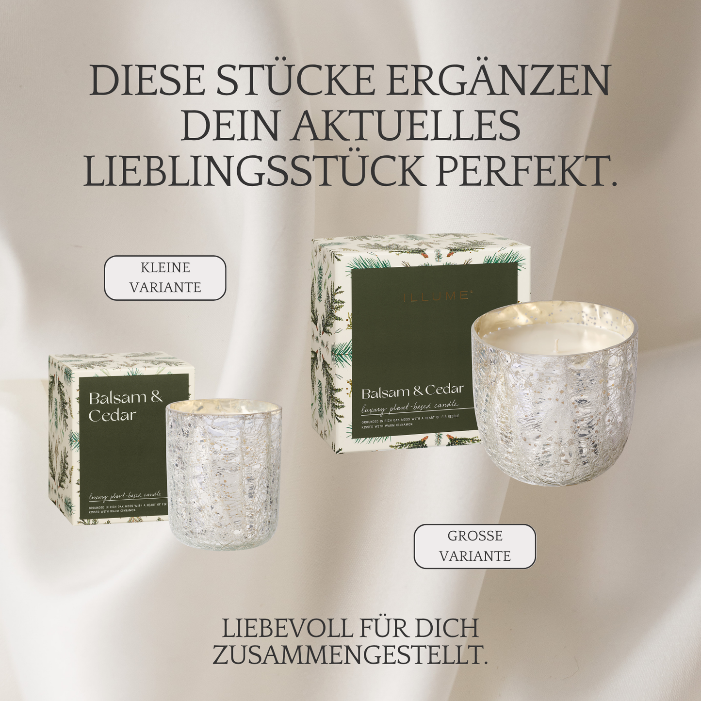 Duftkerze in Crackle Glas [groß] | Balsam & Cedar