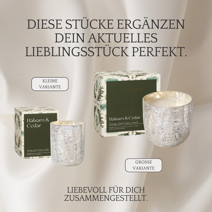 Duftkerze in Crackle Glas [groß] | Balsam & Cedar