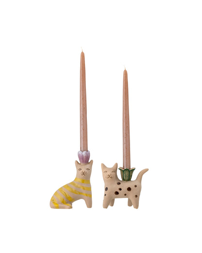 2-teiliges Kerzenhalter-Set | Katzendesign | Mamie