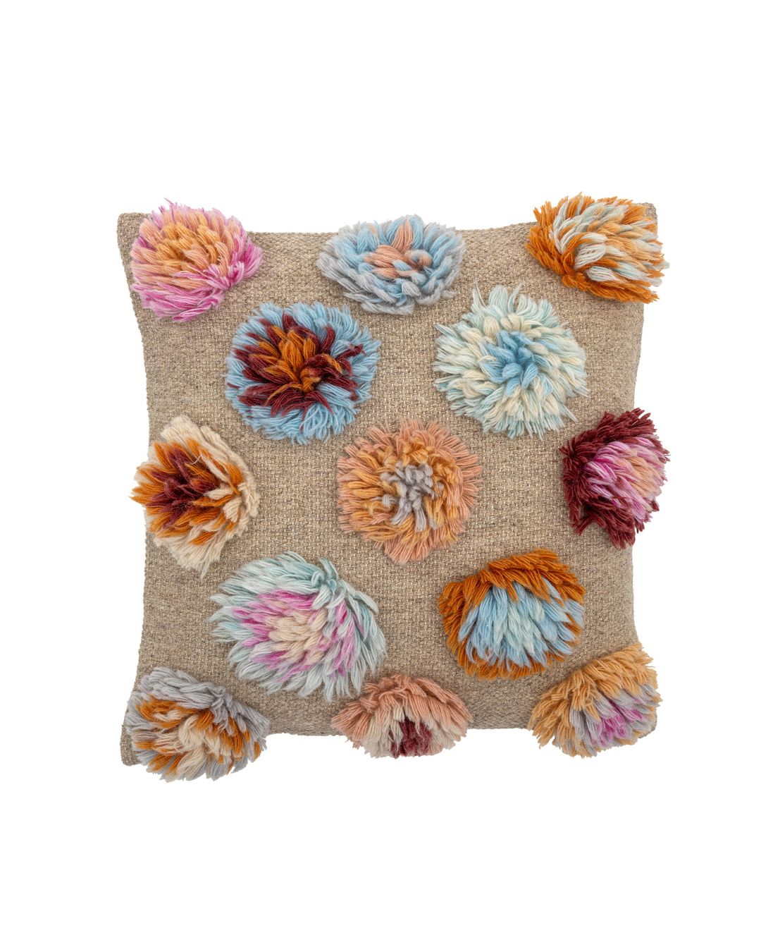 Kissen | Natur mit getufteten Wollblumen | Somma