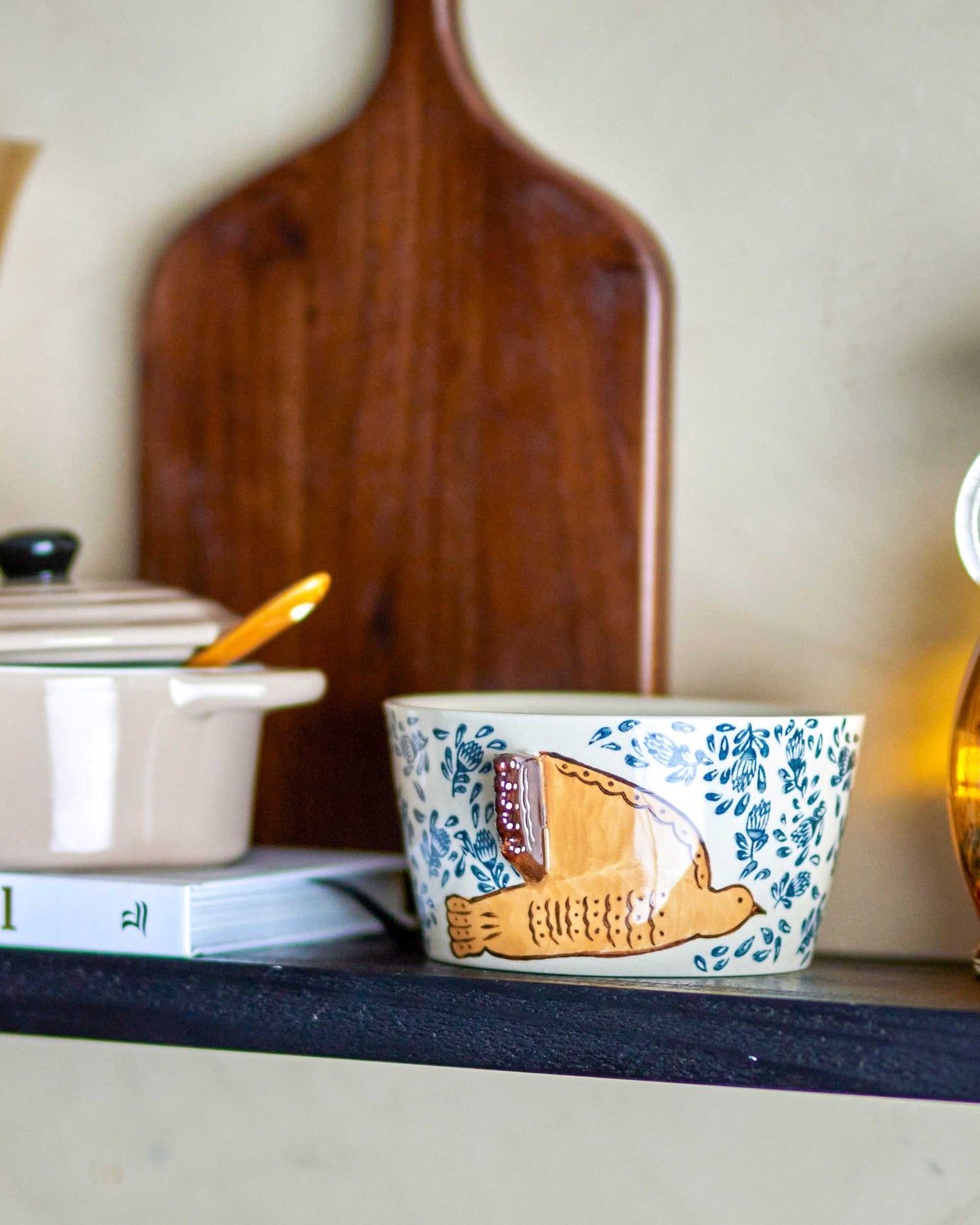 Schale für Musli mit Vogelmotiv.