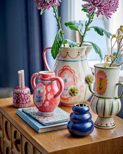 Steingutvase | Blumenmotiv | Odina