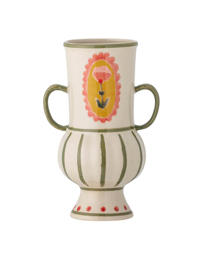 Steingutvase | Blumenmotiv | Odina