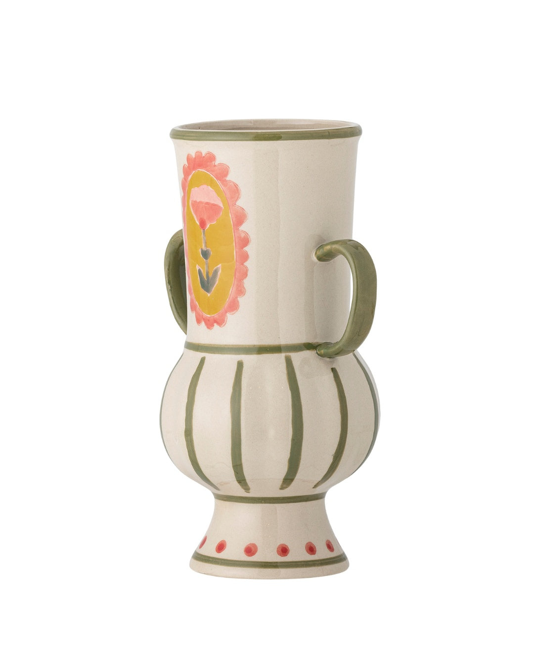 Steingutvase | Blumenmotiv | Odina