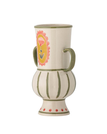 Steingutvase | Blumenmotiv | Odina