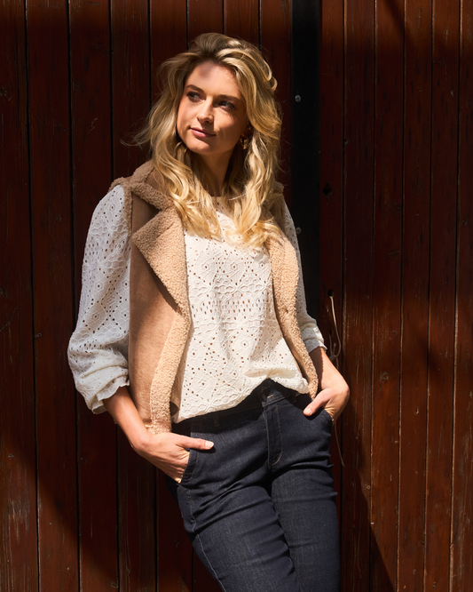 Weste | Teddy Almond | Red Button